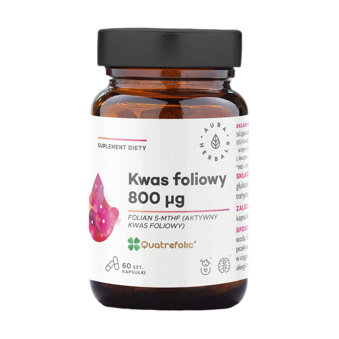 Фолієва кислота Aura Herbals Folic Acid 800 мкг, 60 капсул